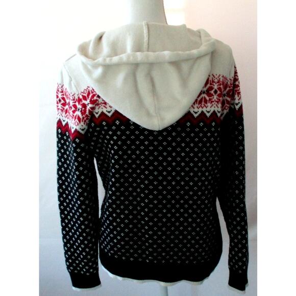 Izod Women's Long Sleeve Red, White & Blue Hooded Zip Front Sweater Size Medium - Picture 4 of 10